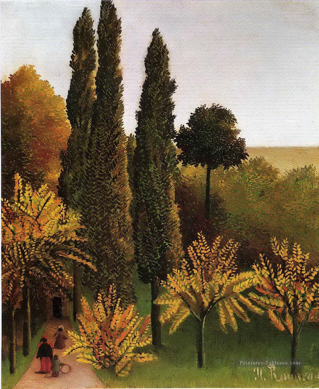 marche dans le parc des Buttes Chaumont 1909 Henri Rousseau post impressionnisme Naive primitivisme Peintures à l'huile